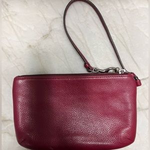 Coach dark red leather large wristlet